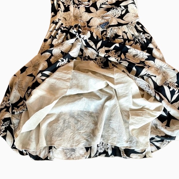 Johnny Was Jade Juliette Silk Floral Tiered Midi Dress Black Beige M - Picture 6 of 10